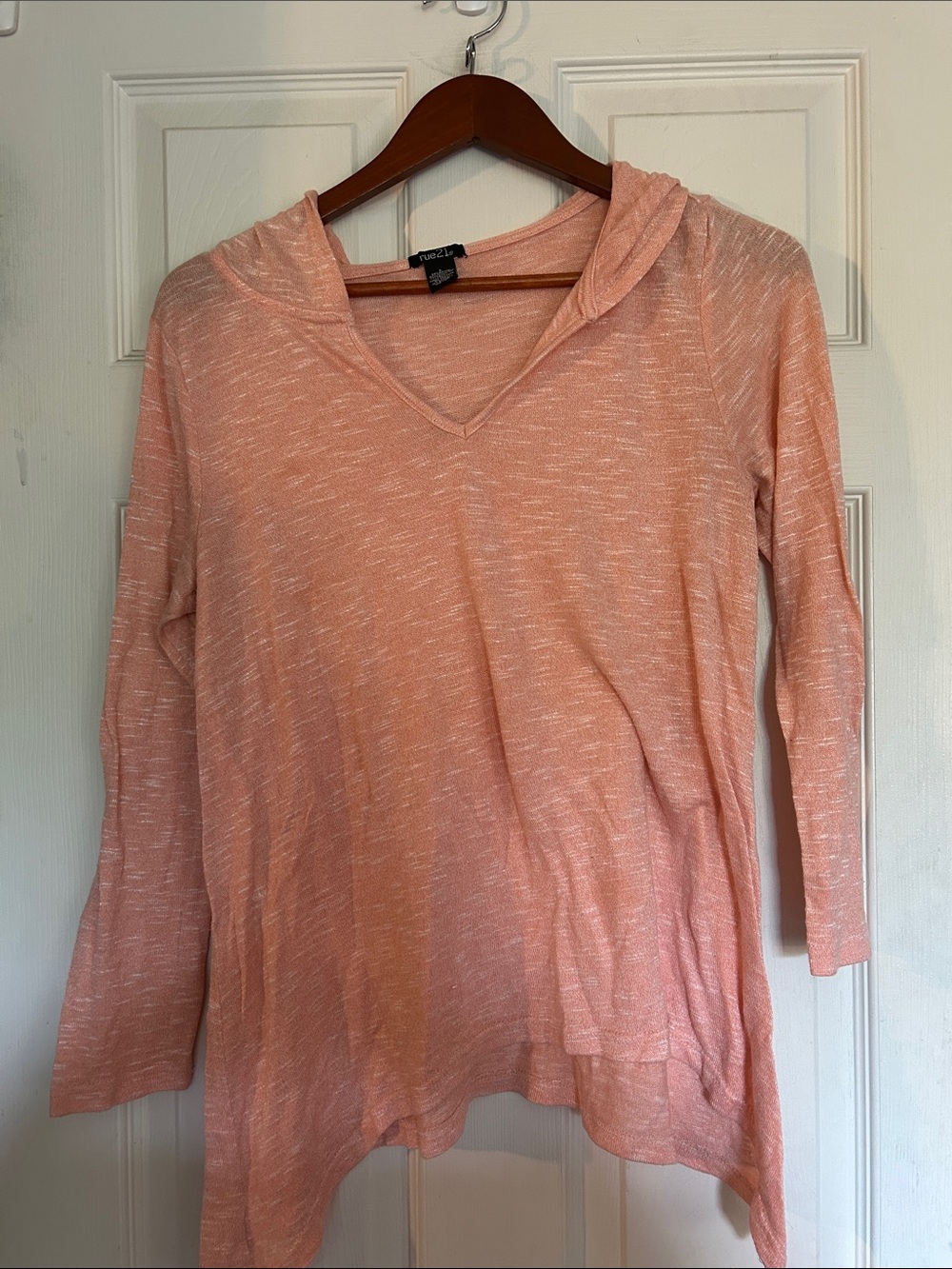 Rue21 Heathered Peach V-Neck Hoodie Top